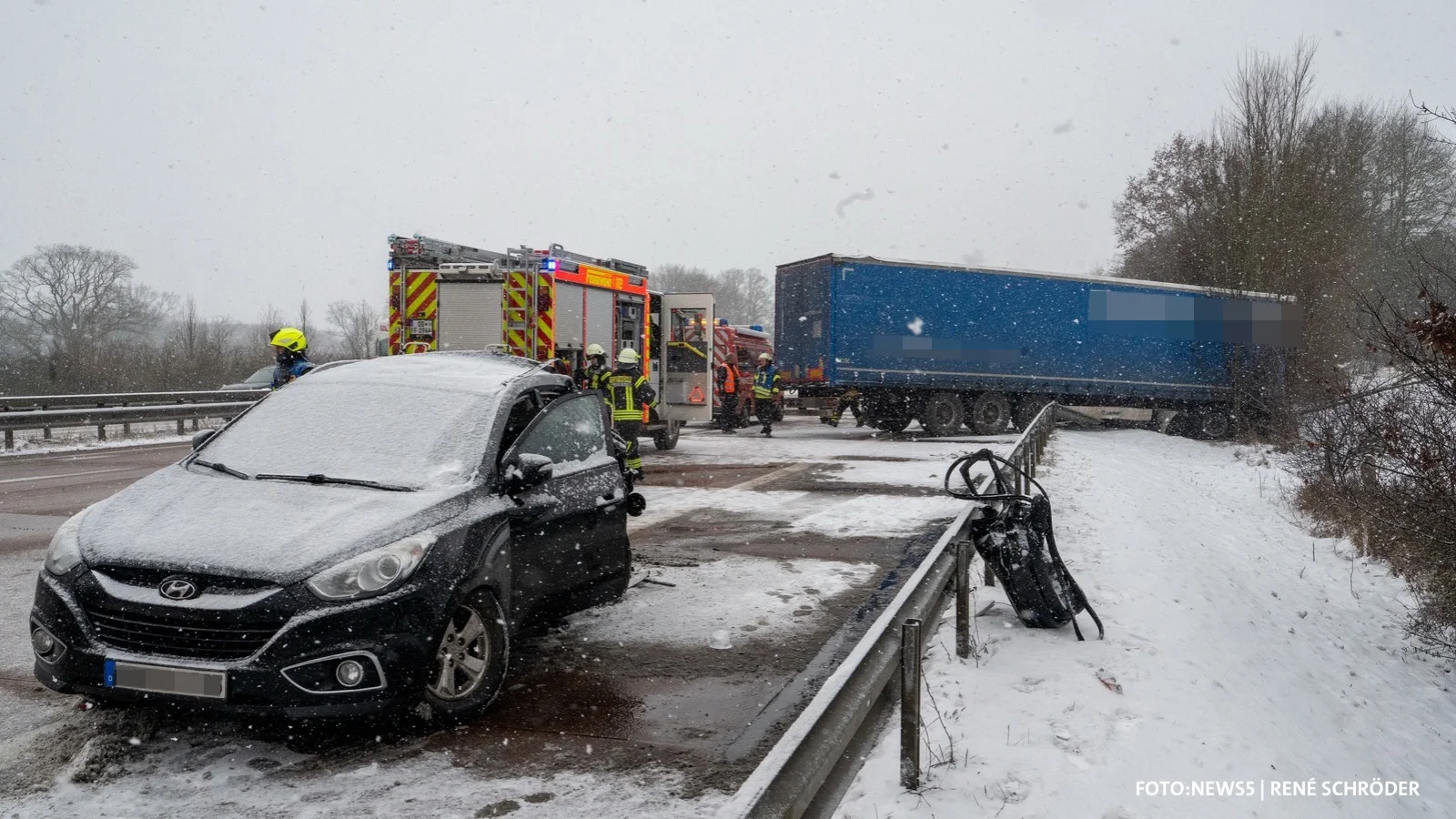 Schneeglätte sorgt für schweren Unfall auf der A1 bei Barsbüttel